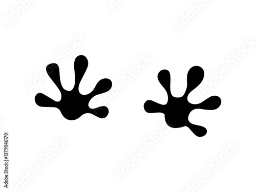 Gecko feet print silhouette vector flat illustration design. Gecko paw footprint.