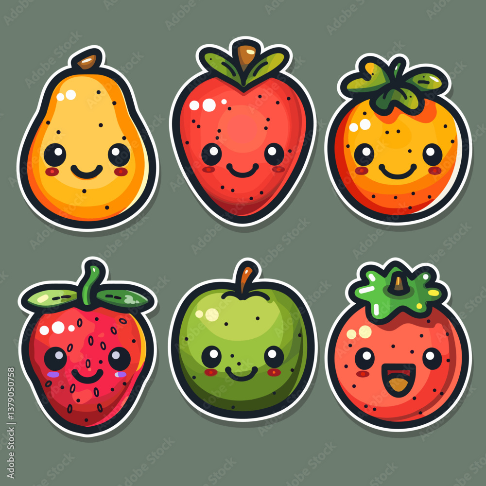 Cute kawaii vegetables set. Vector cartoon character illustration. Cute kawaii vegetables set. Vector cartoon character illustration.