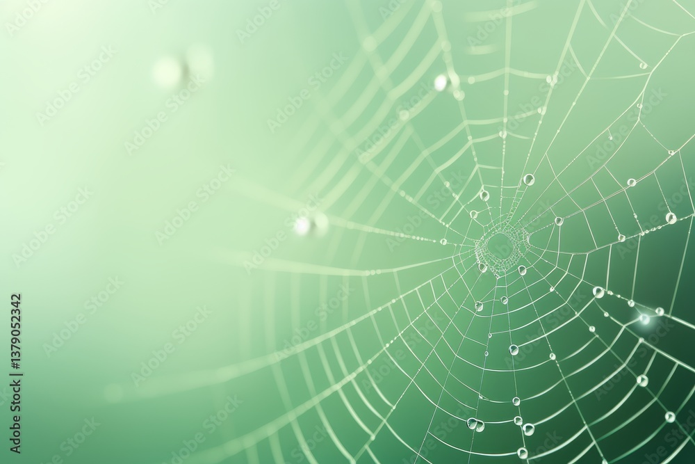 Eerie green background adorned with delicate cobwebs, creating a mysterious and spooky atmosphere Eerie green background adorned with delicate cobwebs, creating a mysterious and spooky atmosphere