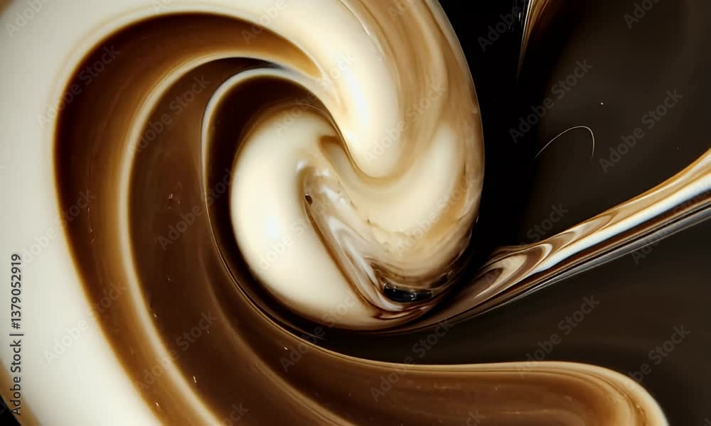 Creamy swirl of chocolate and vanilla colliding in a smooth, flowing motion