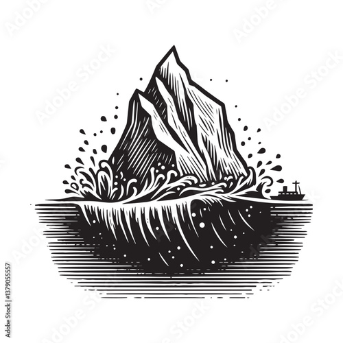 Simple Iceberg Vector Design – Vintage Logo & Retro Illustration
