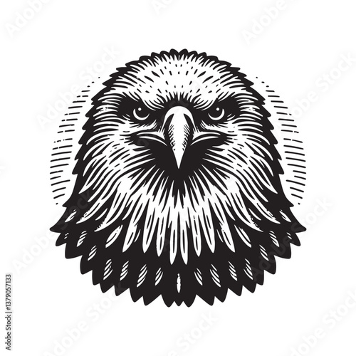 Simple Bald Eagle Front View Vector Icon – Vintage Logo & Rustic Illustration