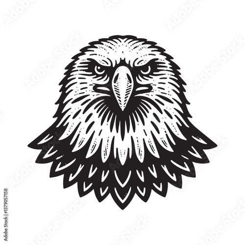 Simple Bald Eagle Front View Vector Icon – Vintage Logo & Rustic Illustration