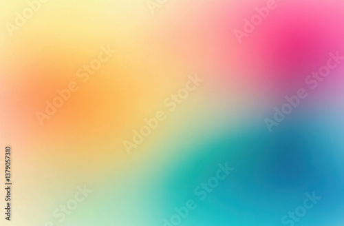 Retro grainy gradient background noise texture effect summer poster design seamless colors teal abstract wave pattern.
