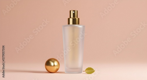 Elegant Fragrance Bottle Still Life with Gold Accents and Soft Lighting