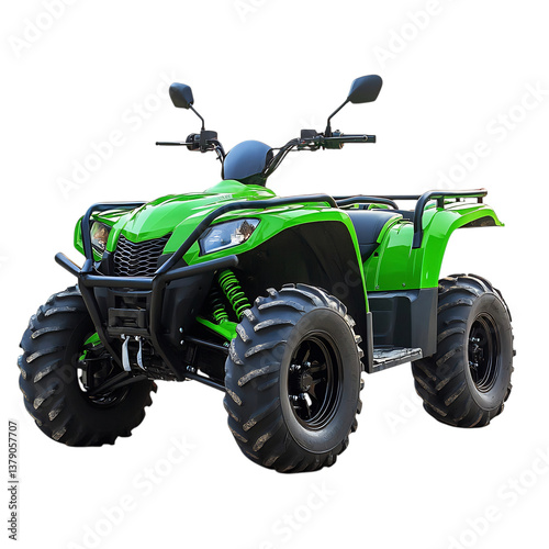 Bright Green All Terrain Vehicle (ATV) Isolated on Transparent Background