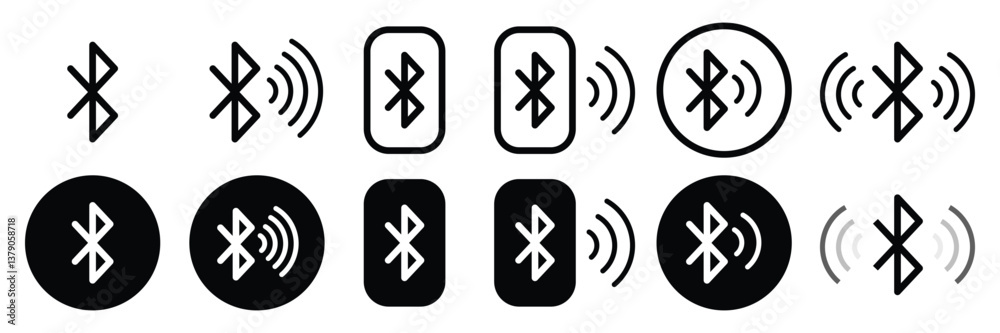 Set of vector black Bluetooth icon collection. Wireless Trackers symbol flat vector illustration.
