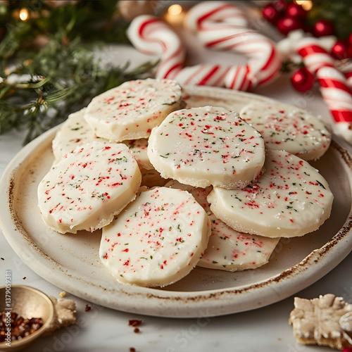Capture a visually stunning and mouthwatering image of a homemade dish Peppermint Meltaway Cookies whether its a decadent dessert a hearty lunch or a flavorful