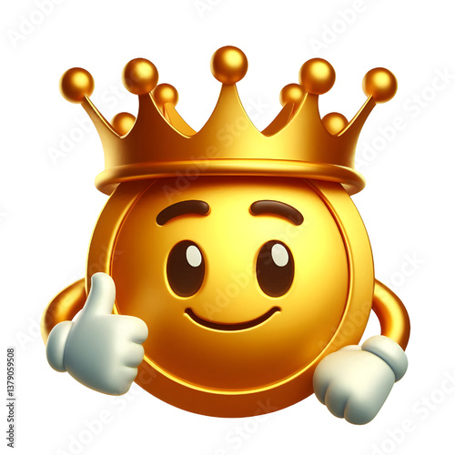 3D CUTE Golden crown . isolated on white background.
