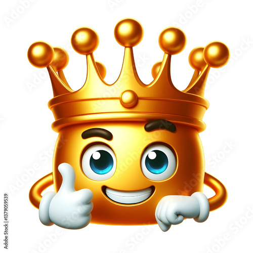 3D CUTE Golden crown . isolated on white background.