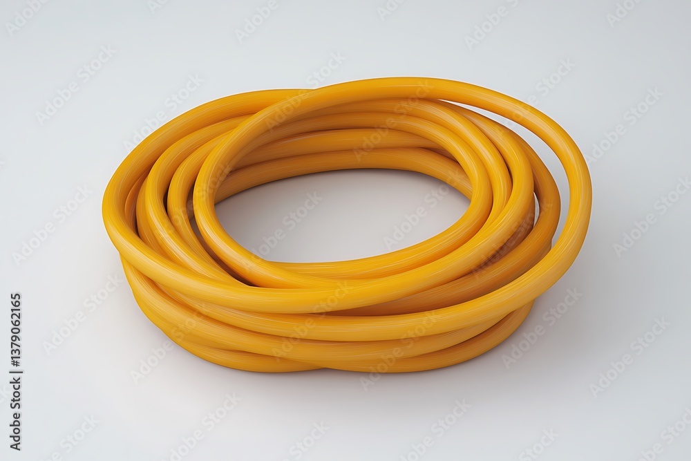 A single stretched rubber band forming an oval shape, fine material details, hyper-realistic, isolated on solid white background. A single stretched rubber band forming an oval shape, fine material details, hyper-realistic, isolated on solid white background.