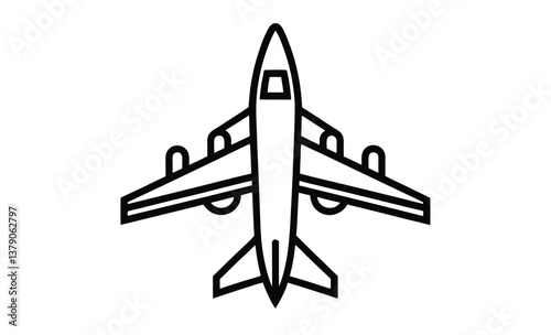 Aircraft isolated on white silhouette