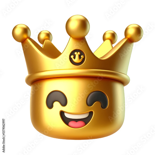 3D CUTE Golden crown . isolated on white background.