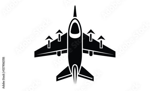 Aircraft isolated on white silhouette