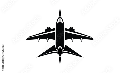 Aircraft isolated on white silhouette