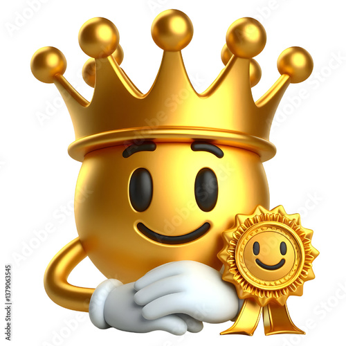 3D CUTE Golden crown . isolated on white background.