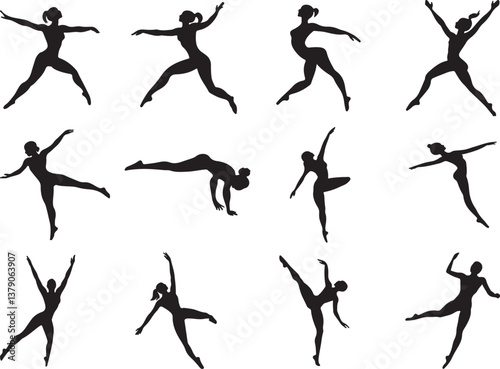 Elegant Gymnastics Silhouette of Female Athlete in Motion