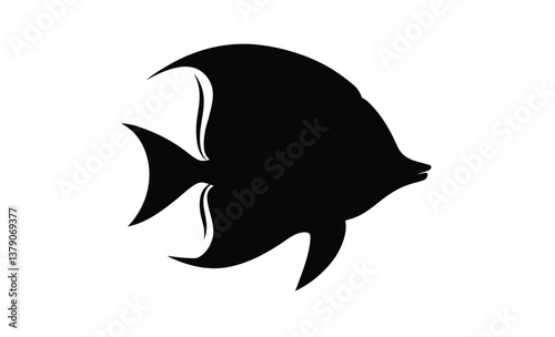 Black and white butterflyfish silhouette