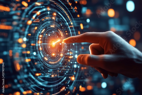 Targeting the Digital Bullseye With an Arrow on a Futuristic Interface
