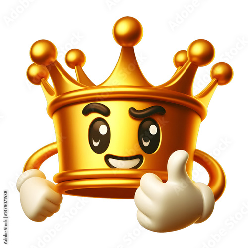 3D CUTE Golden crown . isolated on white background.