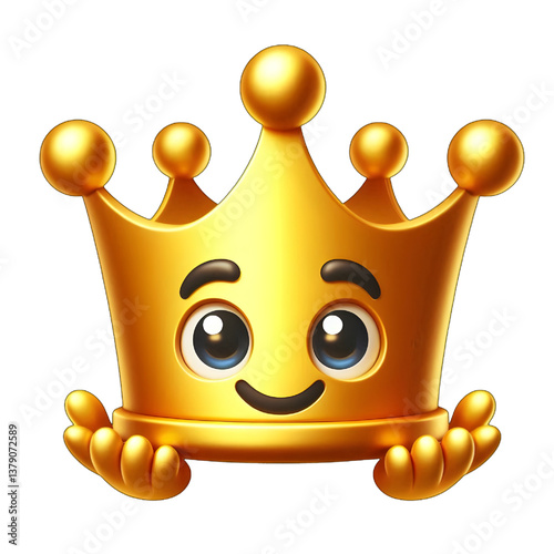 3D CUTE Golden crown . isolated on white background.