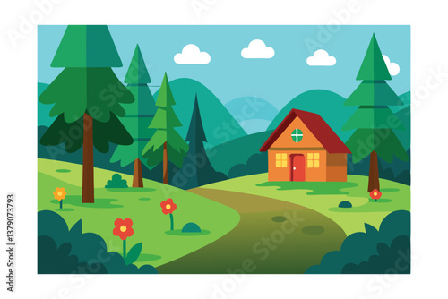 rural landscape with house