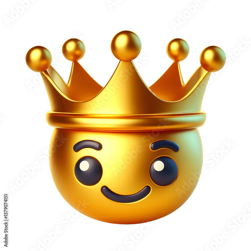 3D CUTE Golden crown . isolated on white background.