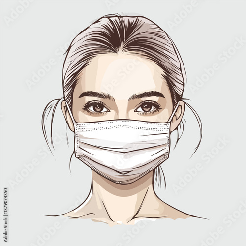 Face mask minimalist flat illustration, featuring a clean design isolated on a white background.

