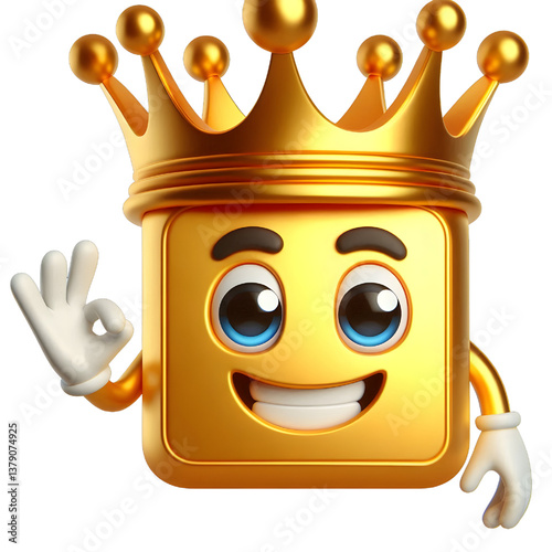 3D CUTE Golden crown . isolated on white background.