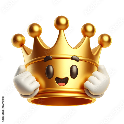 3D CUTE Golden crown . isolated on white background.