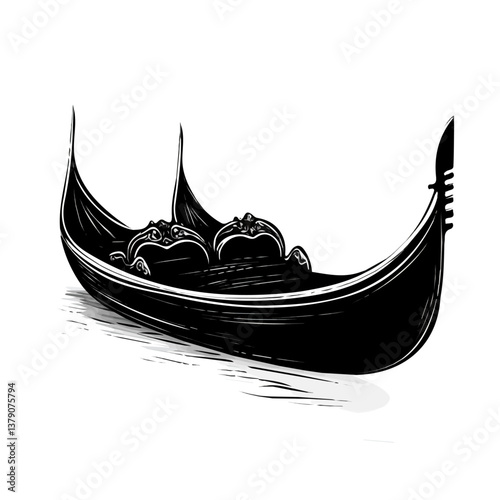 Gondola minimalist flat illustration, featuring a clean design isolated on a white background.

