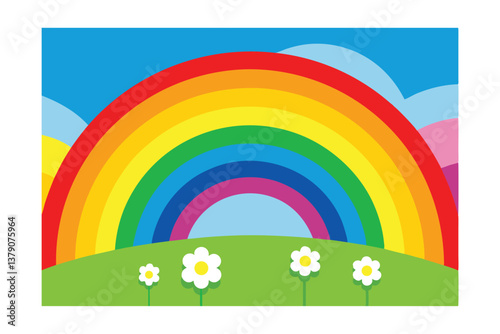 rainbow with flowers