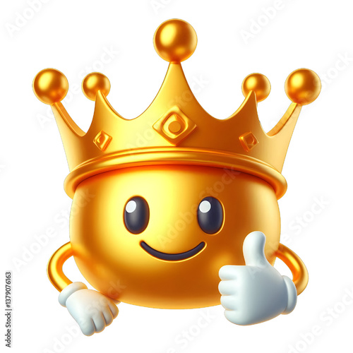 3D CUTE Golden crown . isolated on white background.