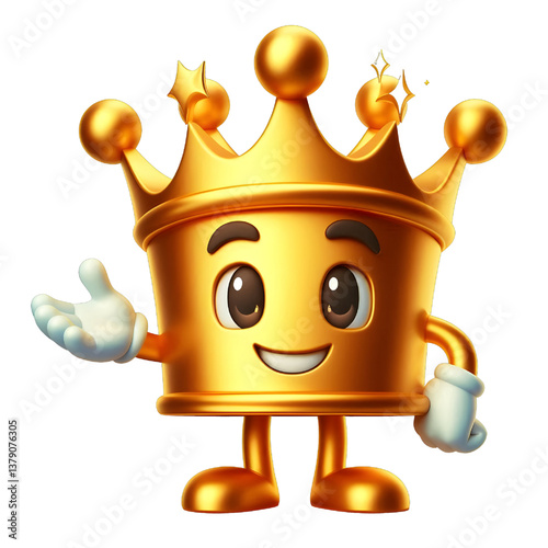 3D CUTE Golden crown . isolated on white background.