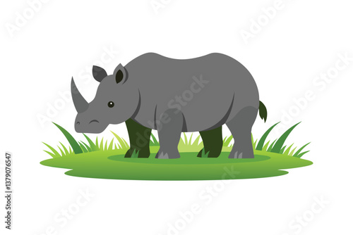 rhino with green grass