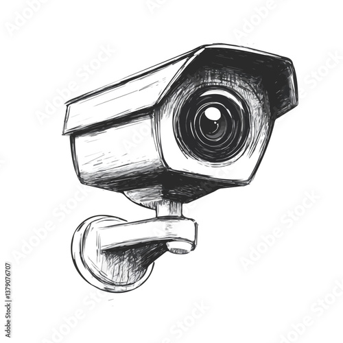 IP camera minimalist flat illustration, featuring a clean design isolated on a white background.

