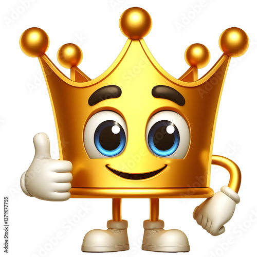 3D CUTE Golden crown . isolated on white background.