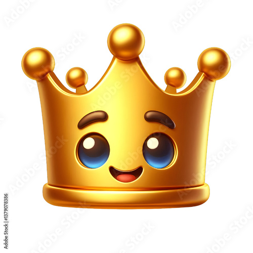 3D CUTE Golden crown . isolated on white background.