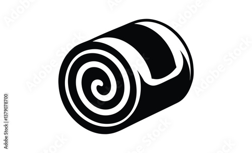 Roll cake isolated white silhouette