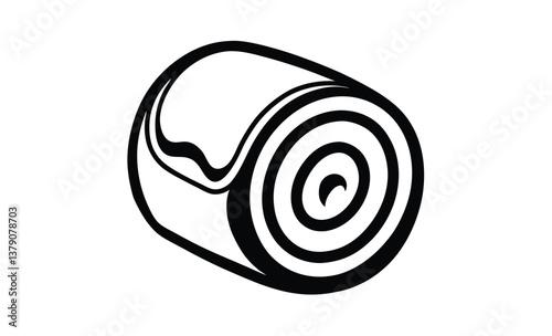 Roll cake isolated white silhouette