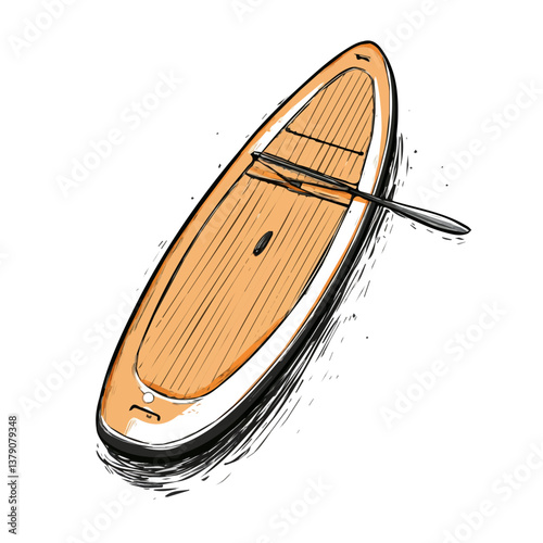 Paddle board minimalist flat illustration, featuring a clean design isolated on a white background.

