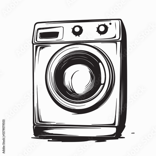 Washing Machine Vector Image Isolated on White Background.