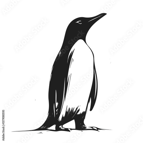 Penguin minimalist flat illustration, featuring a clean design isolated on a white background.

