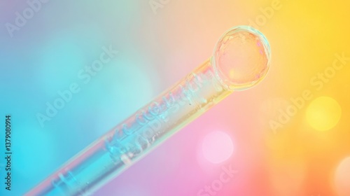 A close-up of a pregnancy test with a soft pastel background, conveying warmth