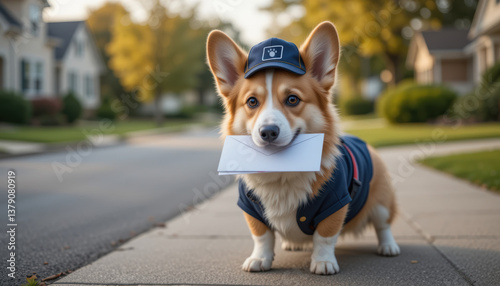 Corgi Mailman : Cute Image of Dog Delivering Mail