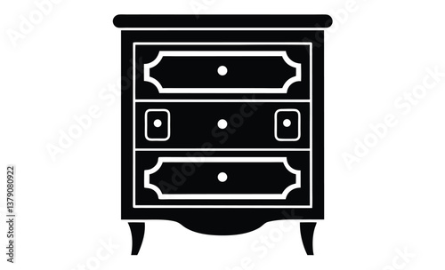 dresser icon isolated white silhouette