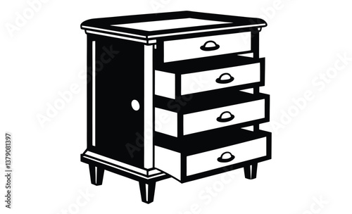 dresser icon isolated white silhouette