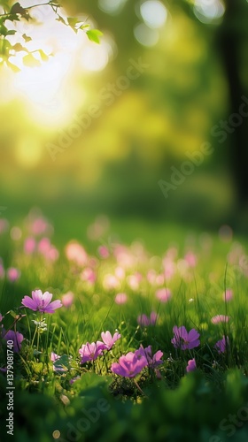 Colorful Flowers Bloom in a Sunny Park During Spring Season