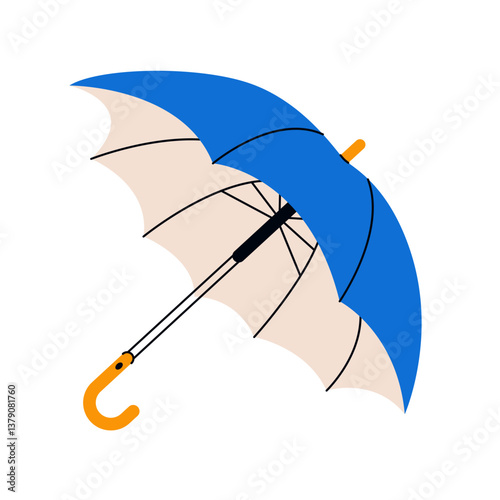 Open umbrella icon. Cartoon parasol rainy weather symbol flat style, colored dome parasol simple modern automatic umbrella. Vector isolated illustration