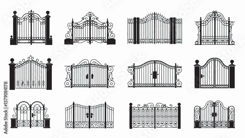 Wrought Iron Gate Silhouettes - Elegant Fence and Gate Collection